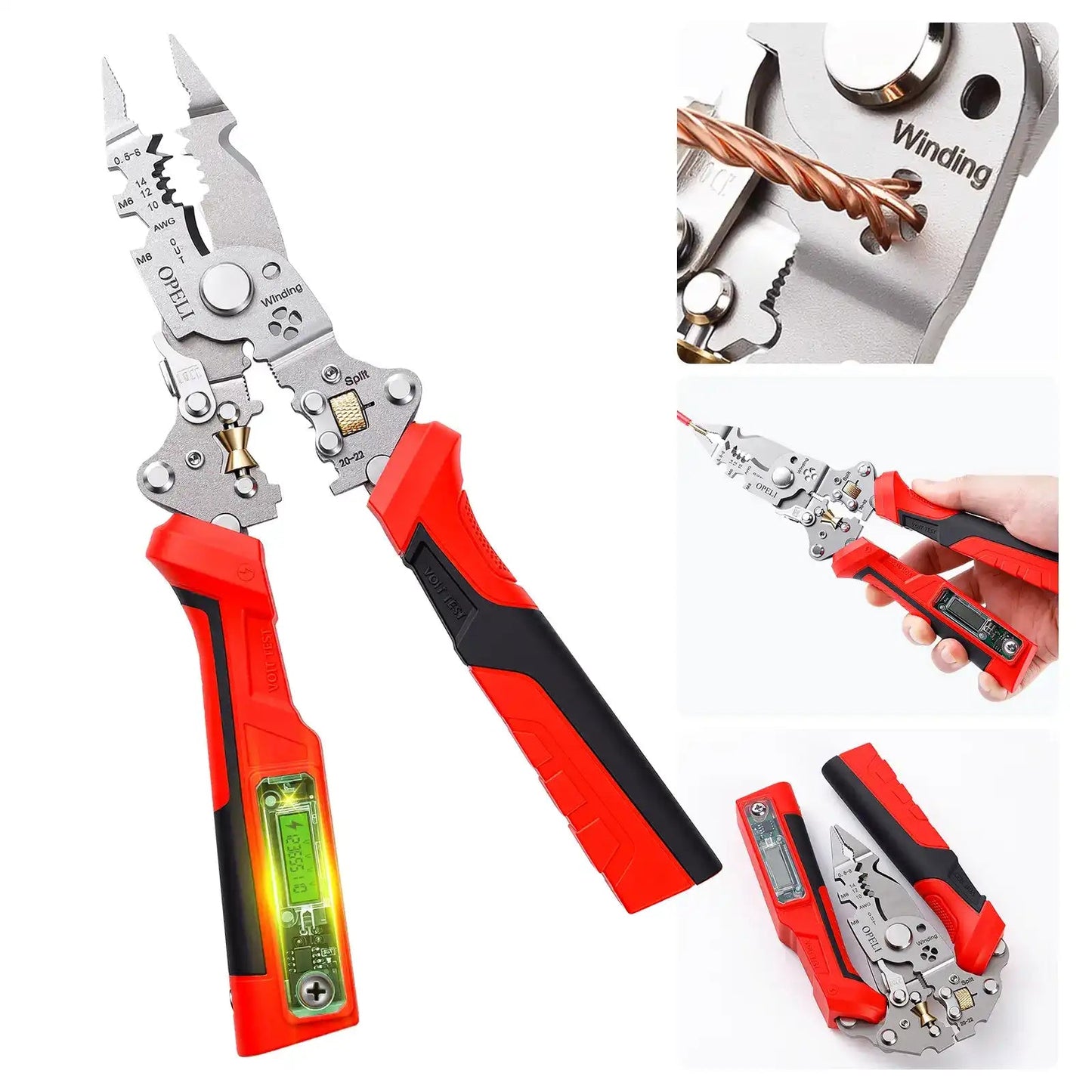 Limited Clearance Discount | 8-in-1 Digital Display Voltage Test Electrical Pliers 12-250V Heavy-Duty Wire Stripper & Cutter