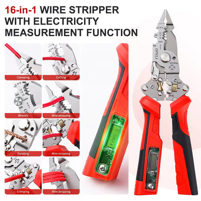 Limited Clearance Discount | 8-in-1 Digital Display Voltage Test Electrical Pliers 12-250V Heavy-Duty Wire Stripper & Cutter